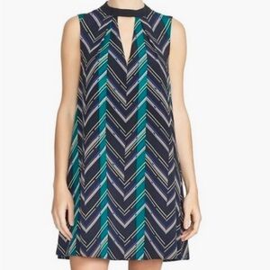 1. State Blue Cut Out Mini Dress Mock Neck A-line